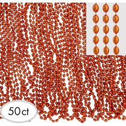 Metallic Orange Bead Necklaces 100ct 5 Metallic Orange Bead Necklaces 100ct -Costume Party Decor Store C795340 orange 01