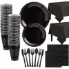 Black Plastic Tableware Kit For 100 Guests
