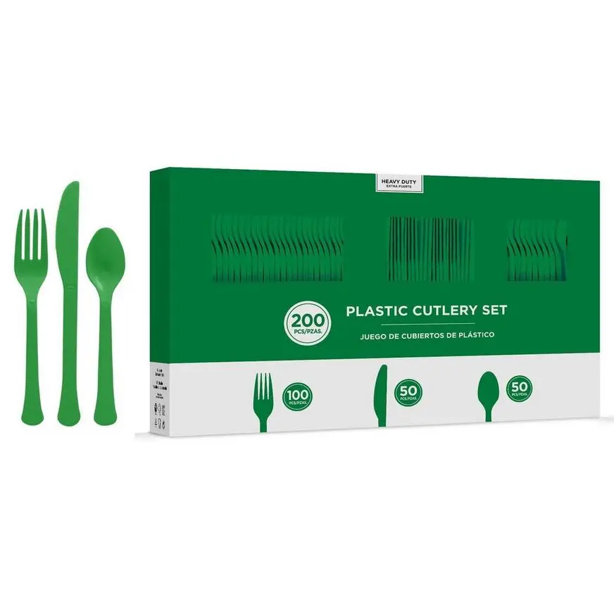 Festive Green Plastic Tableware Kit For 100 Guests 10 Festive Green Plastic Tableware Kit For 100 Guests - Image 8