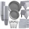 Silver Plastic Tableware Kit For 100 Guests -Costume Party Decor Store C812483 silver