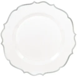 White & Silver Ornate Premium Tableware Kit For 40 Guests -Costume Party Decor Store C816163 silver 02