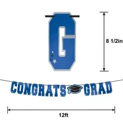Blue Congrats Grad Letter Banner 7 Blue Congrats Grad Letter Banner -Costume Party Decor Store C826866 royal blue 02