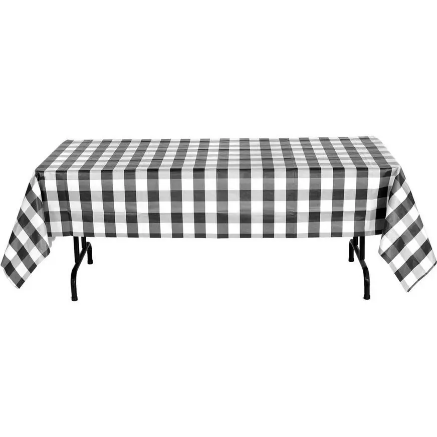 Black & White Plaid Table Cover 5 Black & White Plaid Table Cover - Image 3