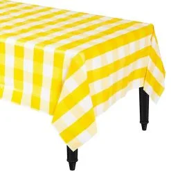 Yellow & White Plaid Table Cover