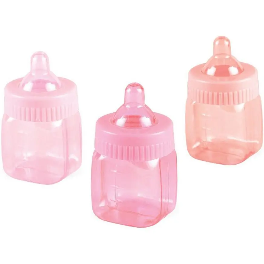 Mini Pink Bottles Baby Shower Favors 6ct 3 Mini Pink Bottles Baby Shower Favors 6ct