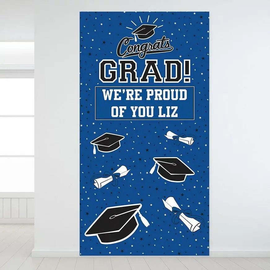 Custom School Colors Pride Blue Graduation Backdrop 3 Custom School Colors Pride Blue Graduation Backdrop