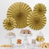 Glitter Gold Polka Dot & Chevron Paper Fan Decorations, 4ct -Costume Party Decor Store C877149 gold