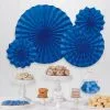 Glitter Royal Blue Polka Dot & Chevron Paper Fan Decorations, 4ct -Costume Party Decor Store C877149 royal blue