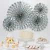 Glitter Silver Polka Dot & Chevron Paper Fan Decorations, 4ct