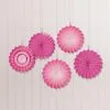 Bright Pink Mini Paper Fan Decorations, 6in, 5ct -Costume Party Decor Store C877163 hot pink