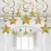 Gold Star Swirl Decorations, 30ct 2 Gold Star Swirl Decorations, 30ct -Costume Party Decor Store C877198 gold