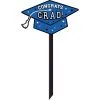 Blue Congrats Grad Cap Plastic Yard Sign, 13.25in X 29.7in -Costume Party Decor Store C935435 royal blue