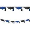 Glitter Black & Blue Grad Cap Cardstock & Ribbon Tassel Banner, 9ft -Costume Party Decor Store C935567 royal blue