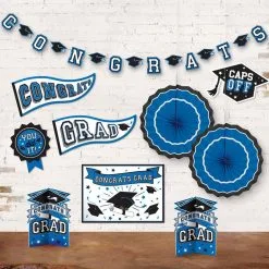 Blue Congrats Grad Room Decorating Kit, 10pc