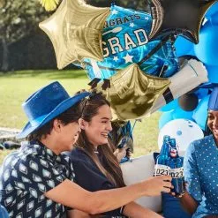 Blue Grad Cap & Diploma Foil Balloon, 25in -Costume Party Decor Store C936407 royal blue 02