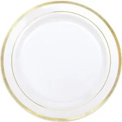 Gold-Trimmed White Premium Tableware Kit For 20 Guests -Costume Party Decor Store C942007 gold 02