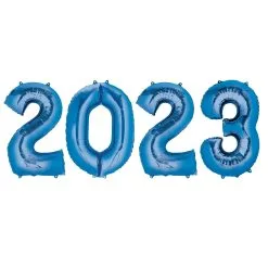 Blue 2023 Foil Balloon Year, 33in Numbers