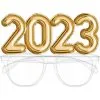 Gold 2023 Balloon Plastic Glasses