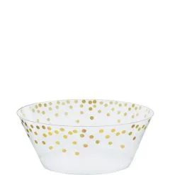 Metallic Gold Polka Dots Plastic Serving Bowl, 6in