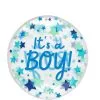 It's A Boy Stars Plastic Balloon, 18in - Clearz™ -Costume Party Decor Store C951434 pastel blue
