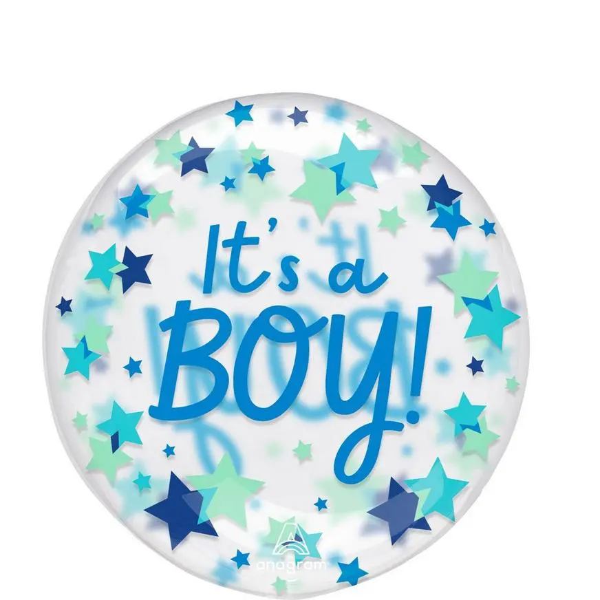 It's A Boy Stars Plastic Balloon, 18in - Clearz™ 3 It's A Boy Stars Plastic Balloon, 18in - Clearz™