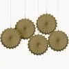 Metallic Border Gold Paper Fan Decorations, 5in, 5ct 1 Metallic Border Gold Paper Fan Decorations, 5in, 5ct -Costume Party Decor Store C951843 gold