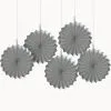 Metallic Border Silver Paper Fan Decorations, 5in, 5ct 1 Metallic Border Silver Paper Fan Decorations, 5in, 5ct -Costume Party Decor Store C951843 silver