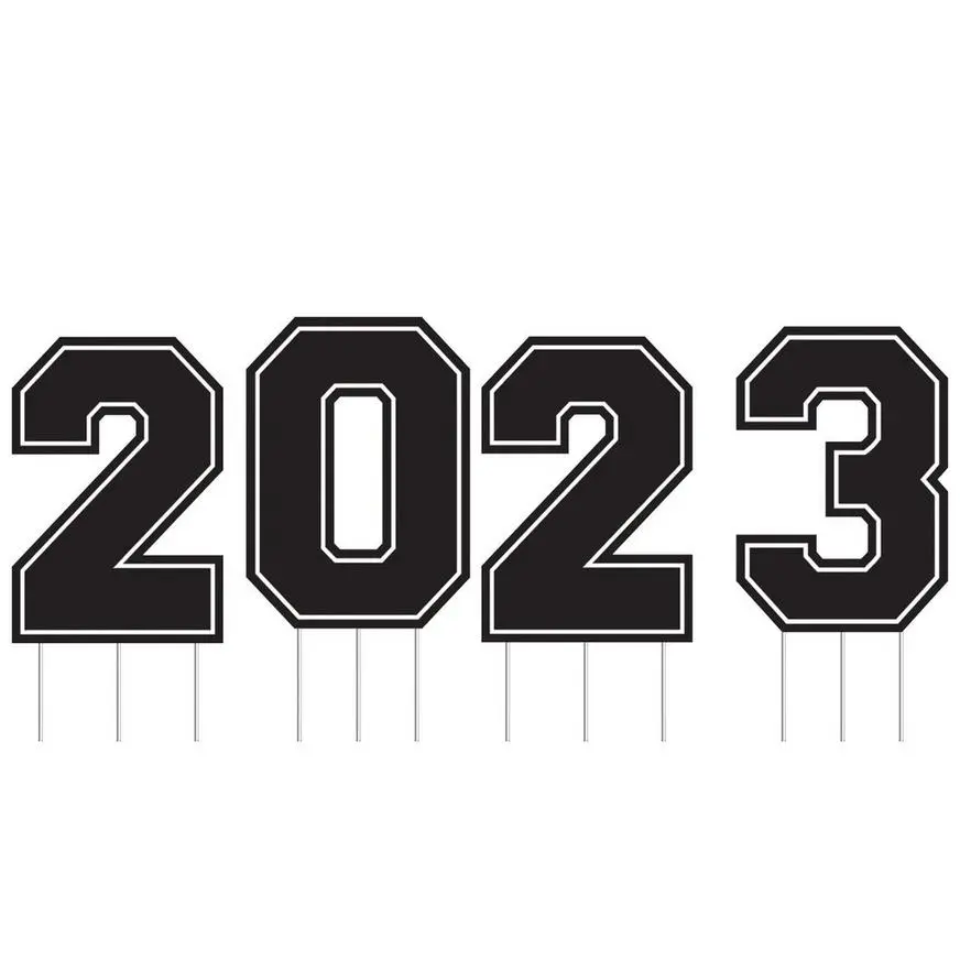 Black 2023 Graduation Year Plastic Yard Sign Kit, 4pc 4 Black 2023 Graduation Year Plastic Yard Sign Kit, 4pc - Image 2
