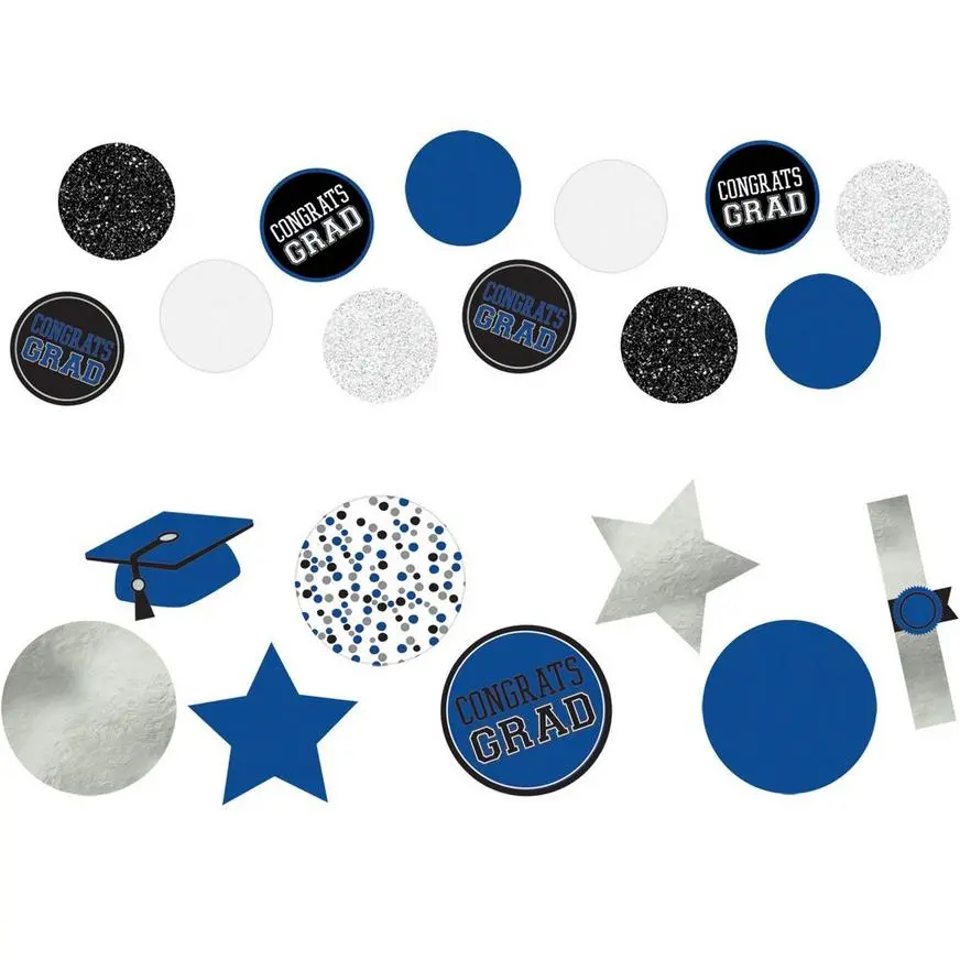 Giant Blue Graduation Cardstock & Foil Confetti, 48pc 3 Giant Blue Graduation Cardstock & Foil Confetti, 48pc