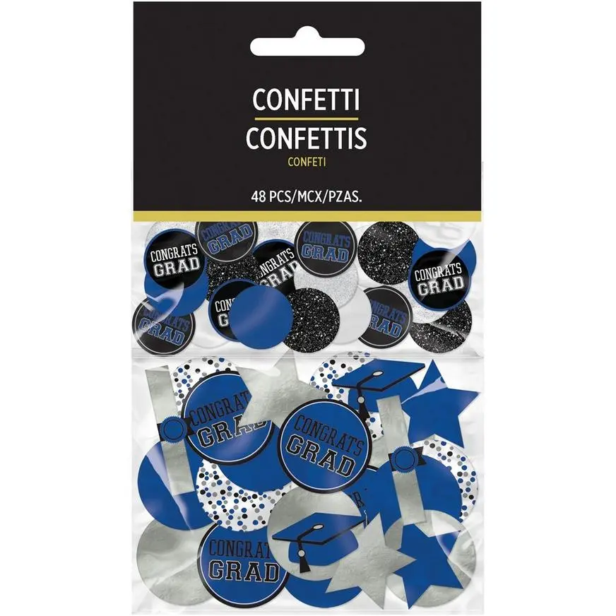 Giant Blue Graduation Cardstock & Foil Confetti, 48pc 4 Giant Blue Graduation Cardstock & Foil Confetti, 48pc - Image 2
