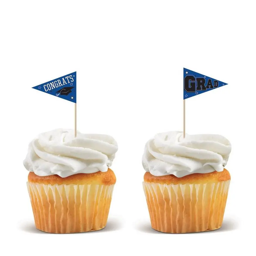 Blue Congrats Grad Party Picks, 3in, 36ct 4 Blue Congrats Grad Party Picks, 3in, 36ct - Image 2