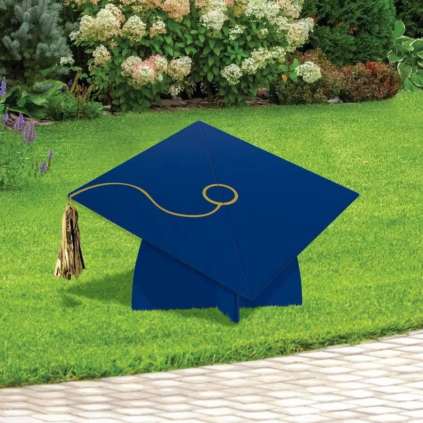 Blue Grad Cap Yard Sign, 32in X 20in 4 Blue Grad Cap Yard Sign, 32in X 20in - Image 2