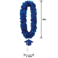 Blue Fabric Lei With Graduation Cap Pendant, 20in 7 Blue Fabric Lei With Graduation Cap Pendant, 20in -Costume Party Decor Store C953649 royal blue 02