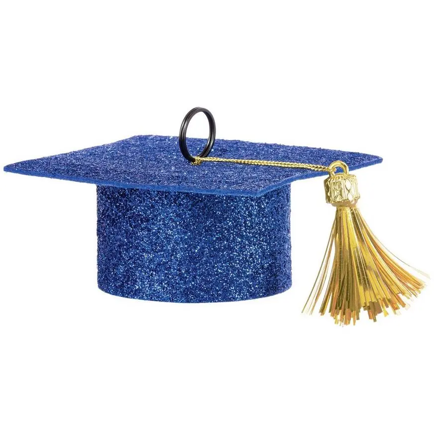 Blue Glitter Graduation Cap Balloon Weight, 5.9oz 3 Blue Glitter Graduation Cap Balloon Weight, 5.9oz