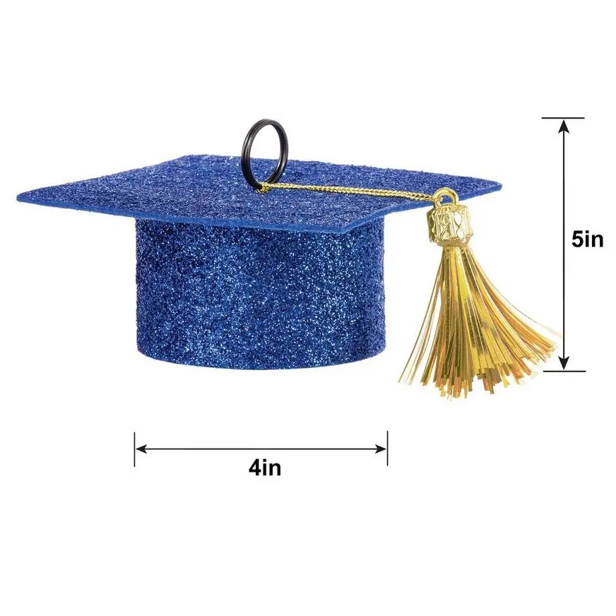 Blue Glitter Graduation Cap Balloon Weight, 5.9oz 4 Blue Glitter Graduation Cap Balloon Weight, 5.9oz - Image 2