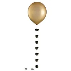 1ct, 24in, Gold Latex Balloon With Graduation Cap Tail