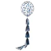1ct, 24in, Blue Confetti Latex Balloon With Tassel Tail - School Colors -Costume Party Decor Store C954822 royal blue