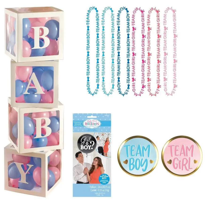 Boy Gender Reveal Decorations & Accessories Kit For 10 Guests 3 Boy Gender Reveal Decorations & Accessories Kit For 10 Guests