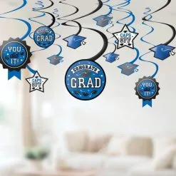 Blue Congrats Graduation Party Kit For 60 Guests -Costume Party Decor Store C968423 royal blue 06