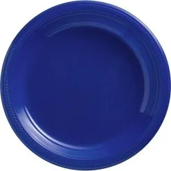 Royal Blue Plastic Dinner Plates, 10.25in, 50ct