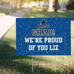 Custom School Colors Pride Blue Yard Sign