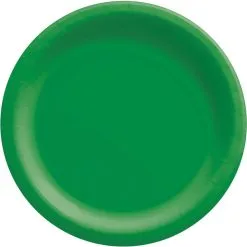 Festive Green Extra Sturdy Paper Dinner Plates, 10in, 50ct