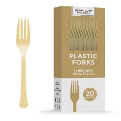 Gold Heavy-Duty Plastic Forks, 20ct