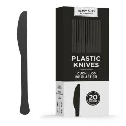 Black Heavy-Duty Plastic Knives, 20ct