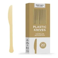 Gold Heavy-Duty Plastic Knives, 20ct