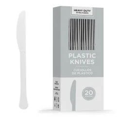 Silver Heavy-Duty Plastic Knives, 20ct