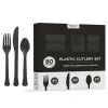 Black Heavy-Duty Plastic Cutlery Set For 20 Guests, 80ct