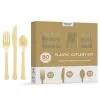 Gold Heavy-Duty Plastic Cutlery Set For 20 Guests, 80ct -Costume Party Decor Store CN919798 gold 2020 20Standard