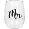 Mr. Stemless Wine Glass, 17.9oz - Wedding -Costume Party Decor Store L938665 Letter20Mr