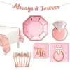 Metallic Blush & Rose Gold Ring Bachelorette Party Tableware Kit For 8 Guests -Costume Party Decor Store N910152 820 20Standard